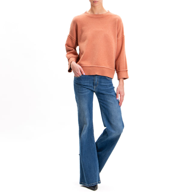 Zeroassoluto-Ribbed Crewneck Sweater - Cinnamon