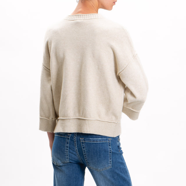 Zeroassoluto-Ribbed Crewneck Sweater - Chalk