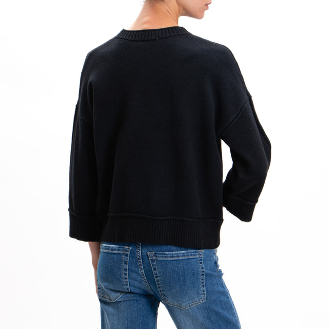 Zeroassoluto-Ribbed Crewneck Sweater - Black