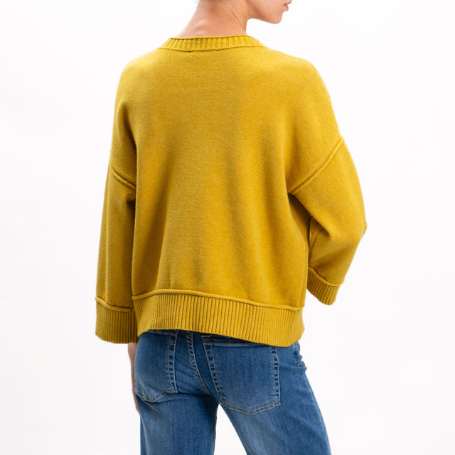 Zeroassoluto-Ribbed Crewneck Sweater - Oil