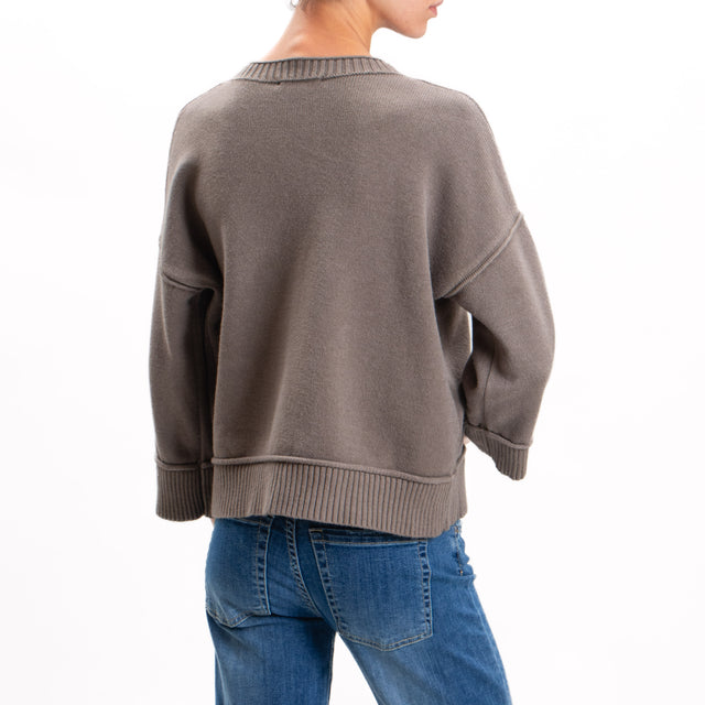 Zeroassoluto-Ribbed Crewneck Sweater - Taupe