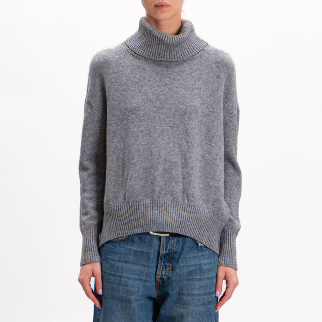 Zeroassoluto-High neck sweater - medium grey melange