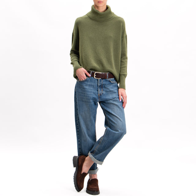 Zeroassoluto-High neck sweater - military