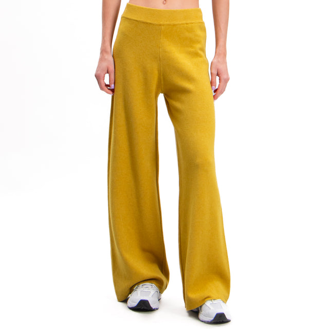 Zeroassoluto-Elastic waist knitted trousers - oil