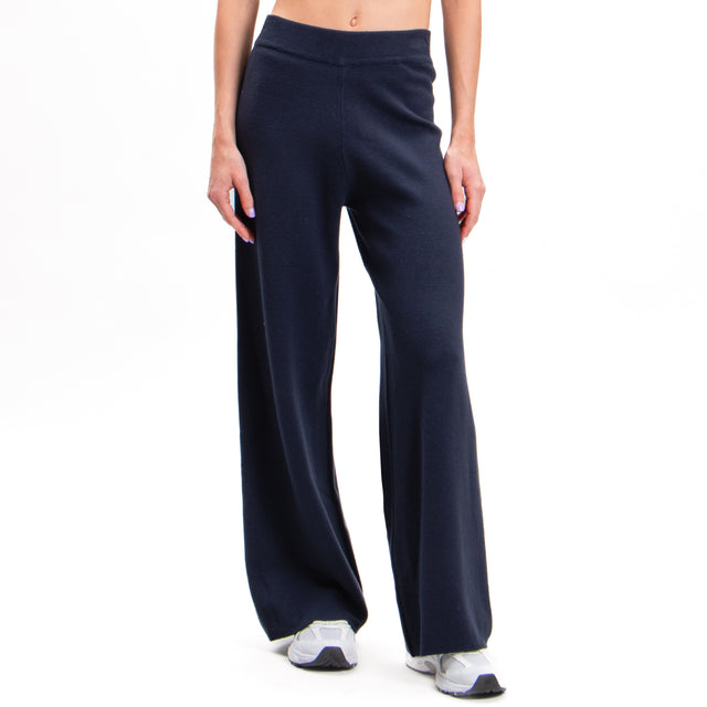 Zeroassoluto-Elastic waist knitted trousers - blue