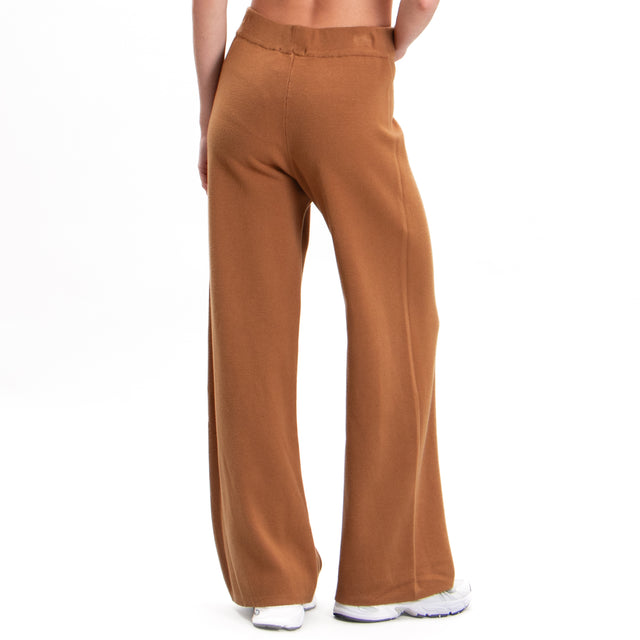 Zeroassoluto-Pantalone in maglia elastico in vita - camel