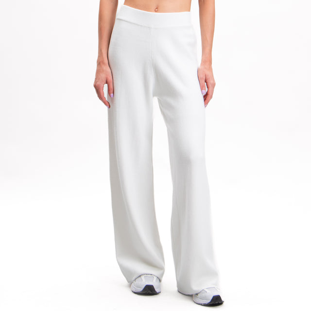 Zeroassoluto-Elastic waist knitted trousers - off white