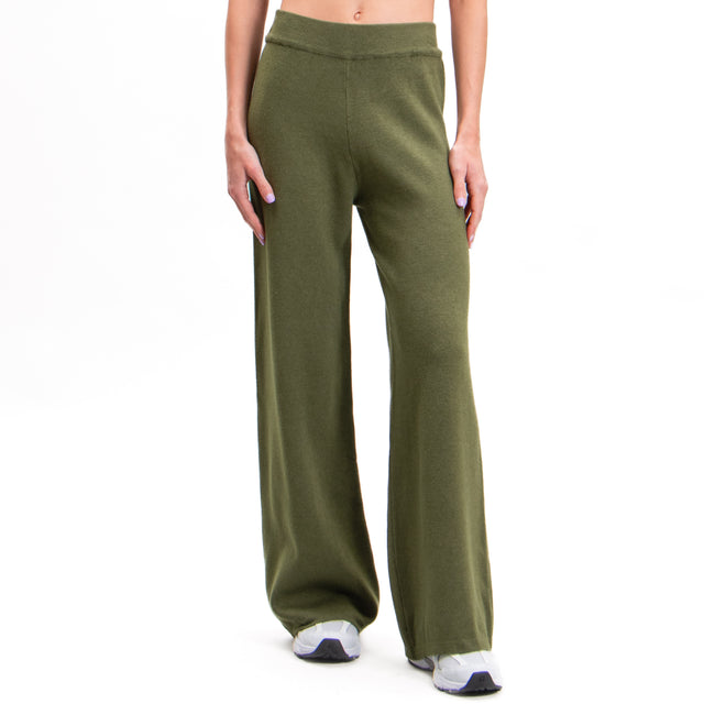 Zeroassoluto-Elastic waist knitted trousers - military