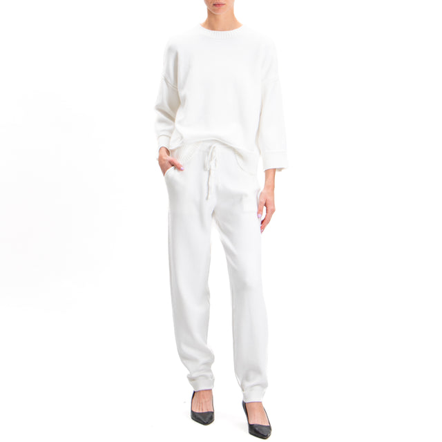 Zeroassoluto-Pantalone in maglia con coulisse - off white