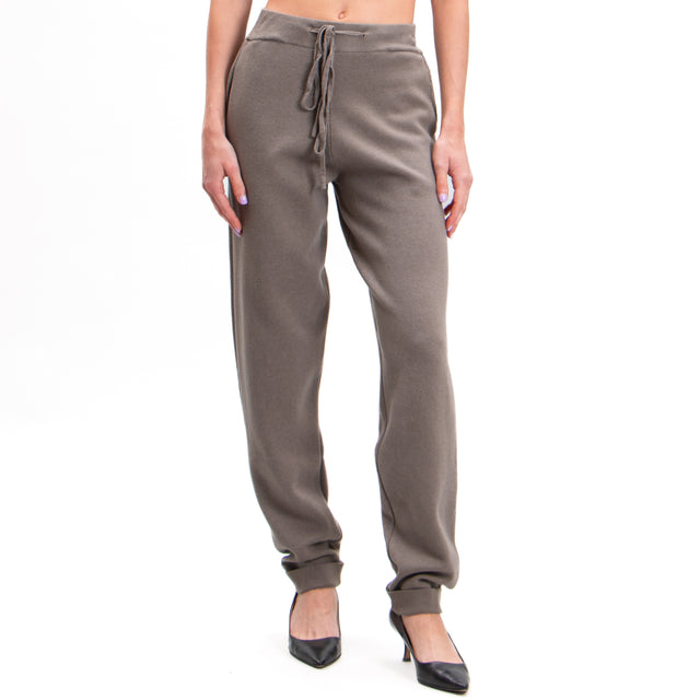 Zeroassoluto-Knitted trousers with drawstring - taupe