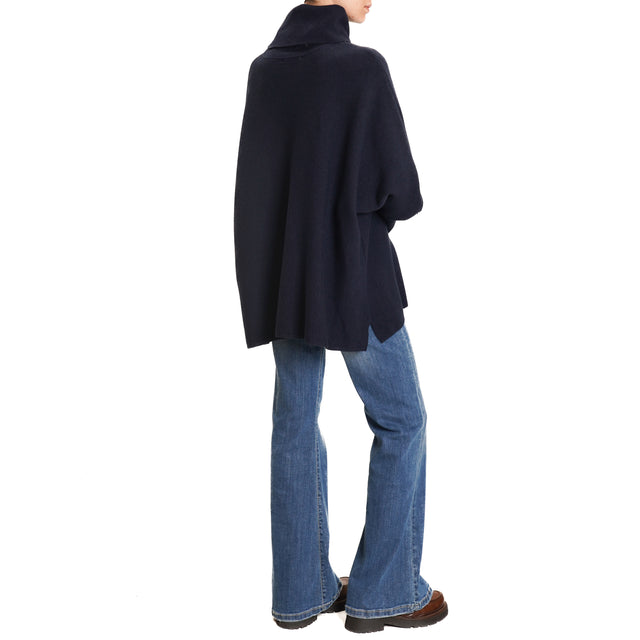 Zeroassoluto-High neck oversized sweater - blue