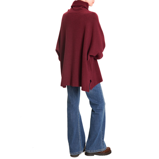 Zeroassoluto-High neck oversized sweater - wine