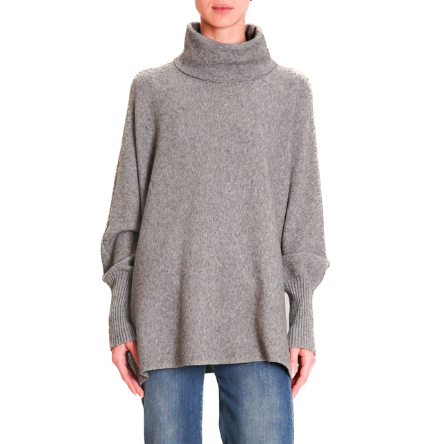 Zeroassoluto-High neck oversized sweater - medium grey melange