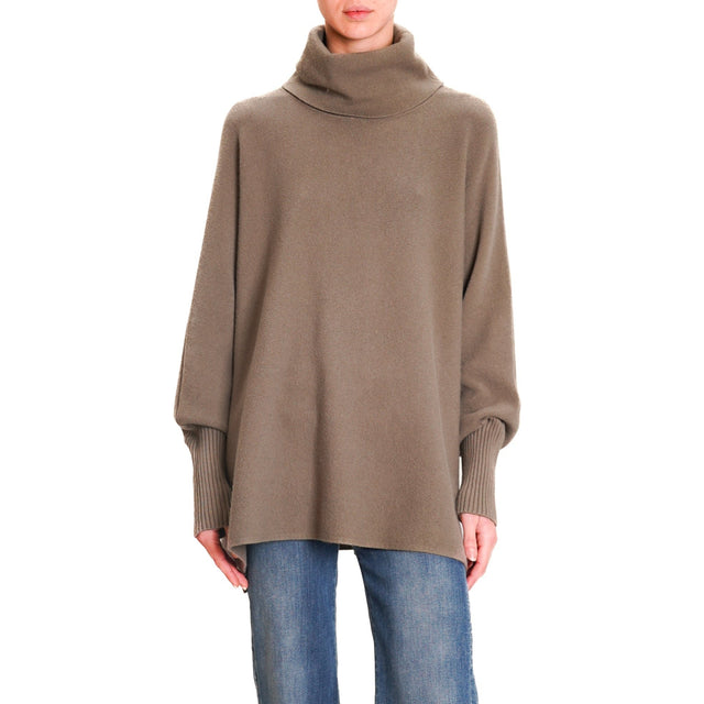 Zeroassoluto-High neck oversized sweater - taupe