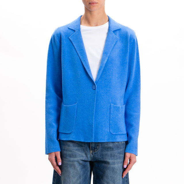 Zeroassoluto-1 Button Knit Jacket with Pockets - Light Blue