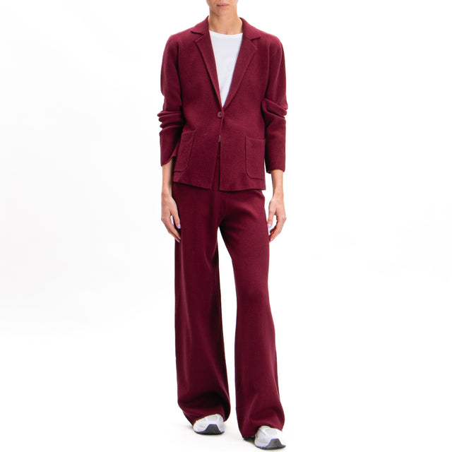 Zeroassoluto-1 Button Knit Jacket with Pockets - Wine