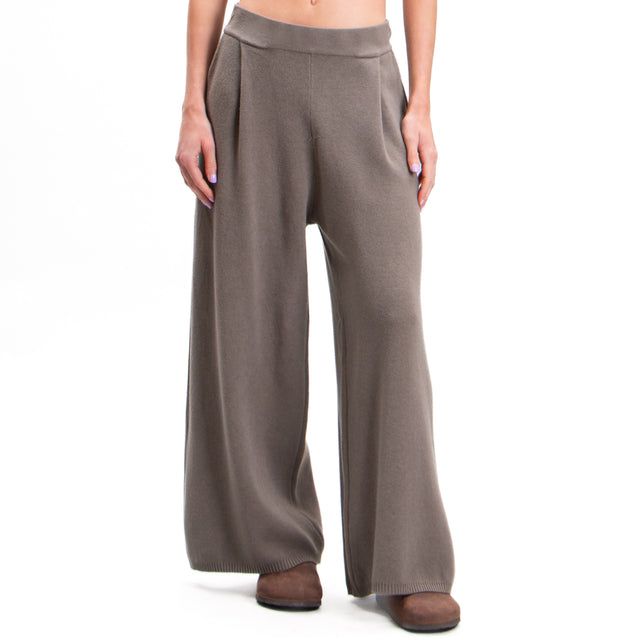 Zeroassoluto-Pantalone in maglia con pinces - taupe