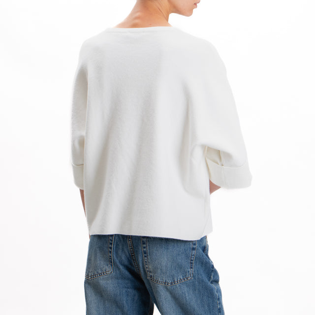 Zeroassoluto-3/4 Sleeve Box Jersey - Off White