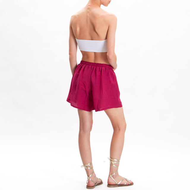 Tensione in-Shorts misto lino con elastico - azalea