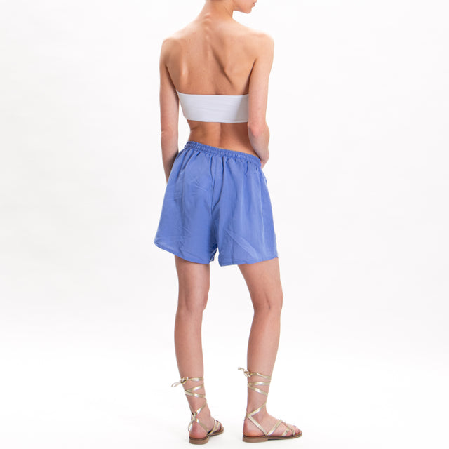 Tensione in-Shorts misto lino con elastico - pervinca