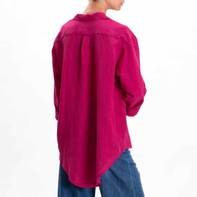 Tensione in-Camicia misto lino con taschino - azalea