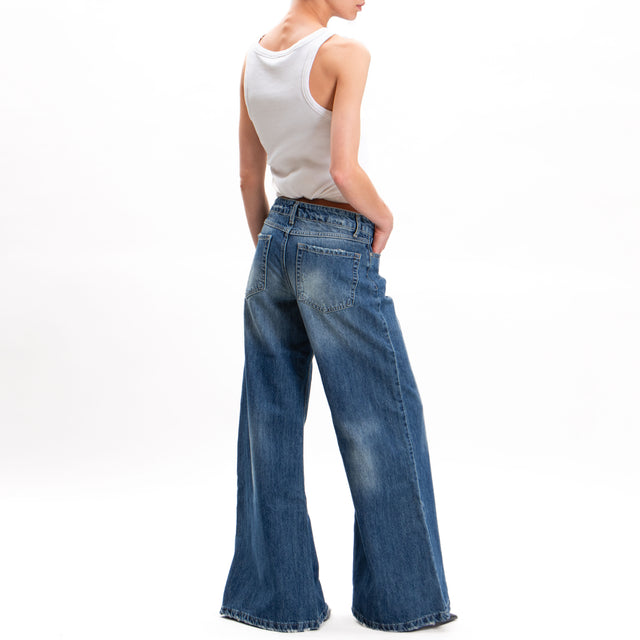 Zeroassoluto-Jeans ANGEL wide leg con rotture - denim