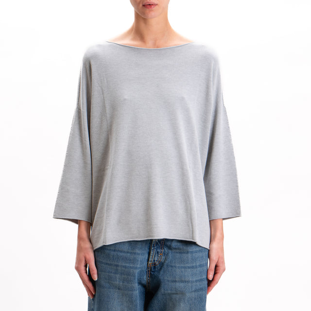 Kontatto-Oversized Crewneck Sweater - Light Grey