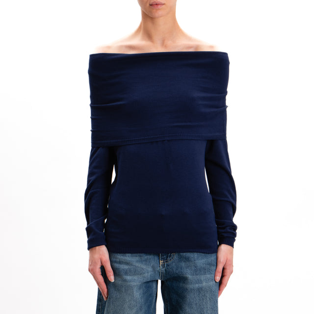 Kontatto-Shiffer Neck Sweater - Blue