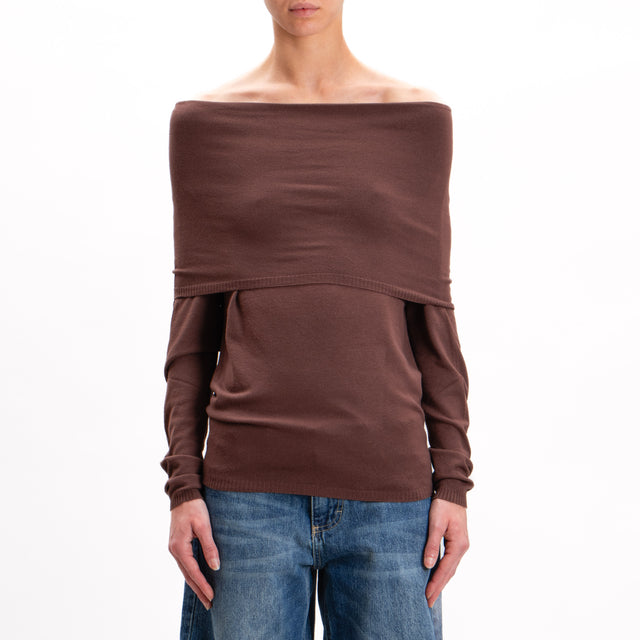 Contact-Shiffer Neck Sweater - Cocoa