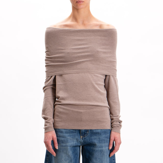 Kontatto-Shiffer Neck Sweater - Dove Grey