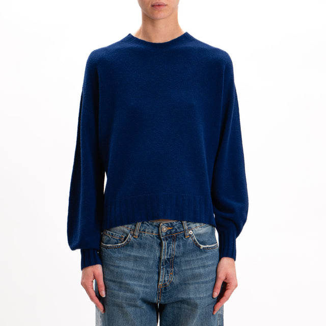 Kontatto-Ribbed Crewneck Sweater - Indigo