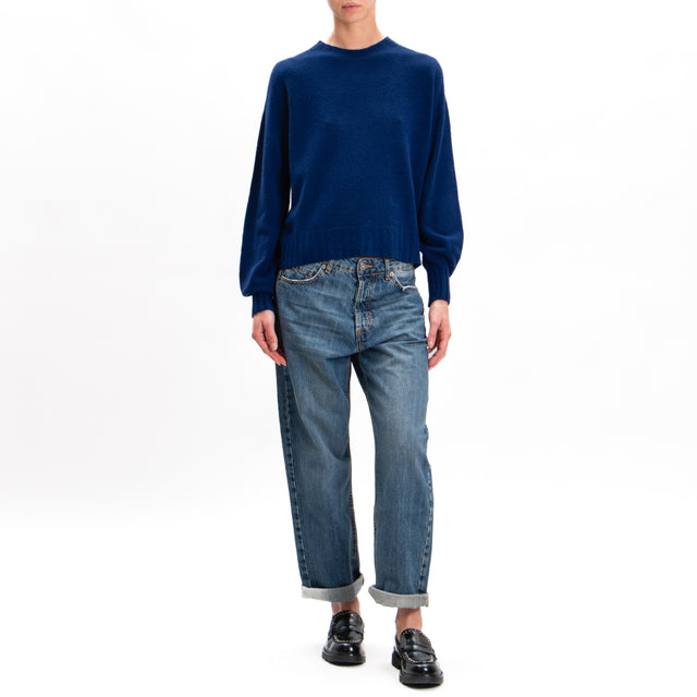 Kontatto-Ribbed Crewneck Sweater - Indigo