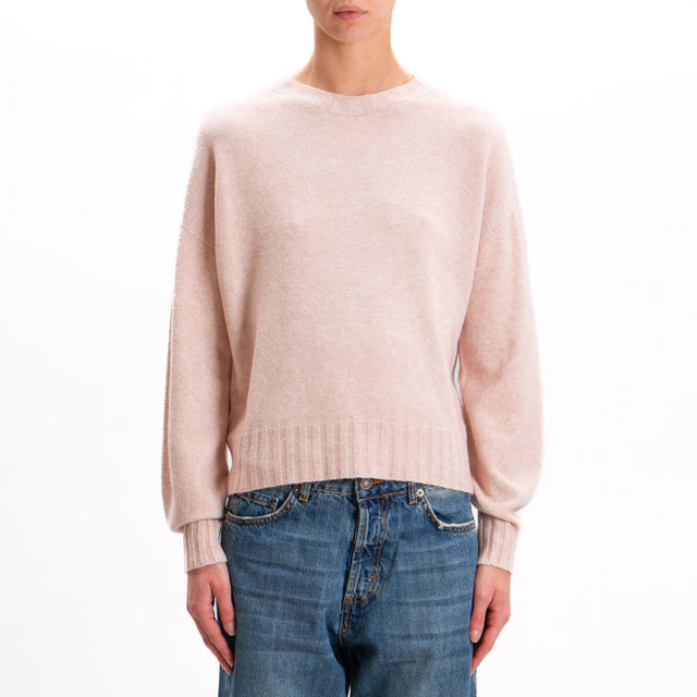 Kontatto-Ribbed Crewneck Sweater - Pink