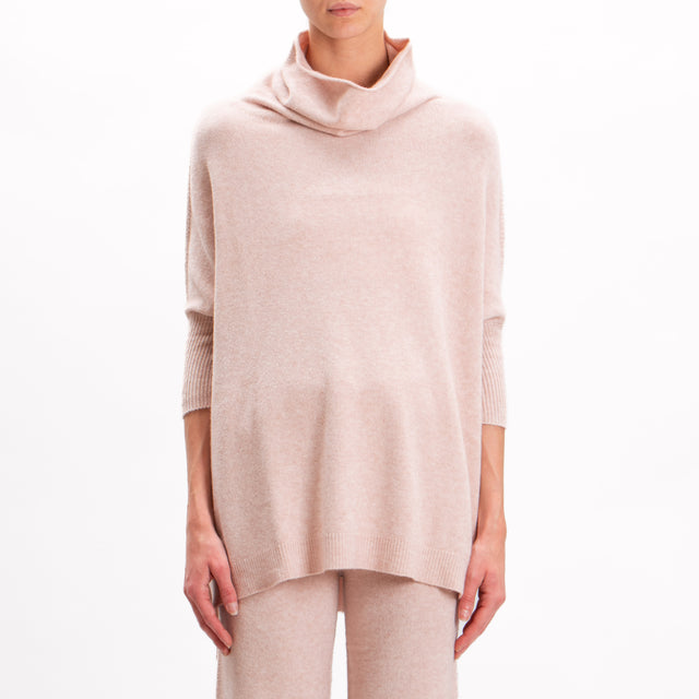 Kontatto-Oversized Cowl Neck Sweater - Pink