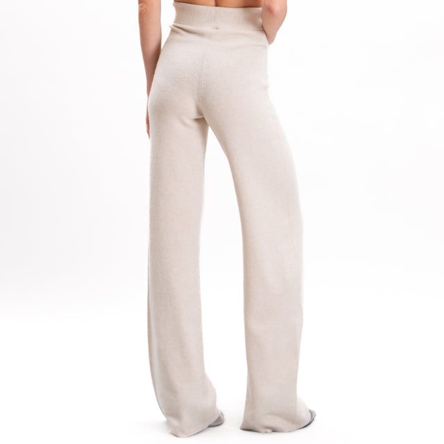 Kontatto-Elastic waist knitted trousers - ivory