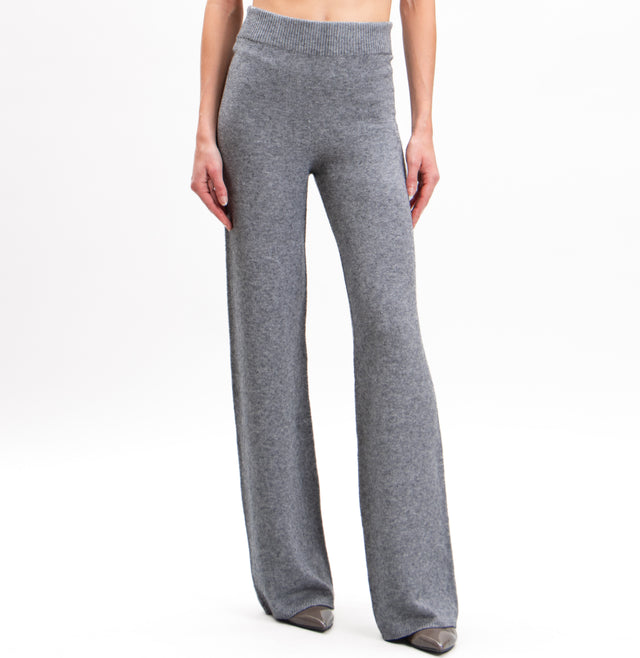 Kontatto-Elastic waist knitted trousers - medium grey