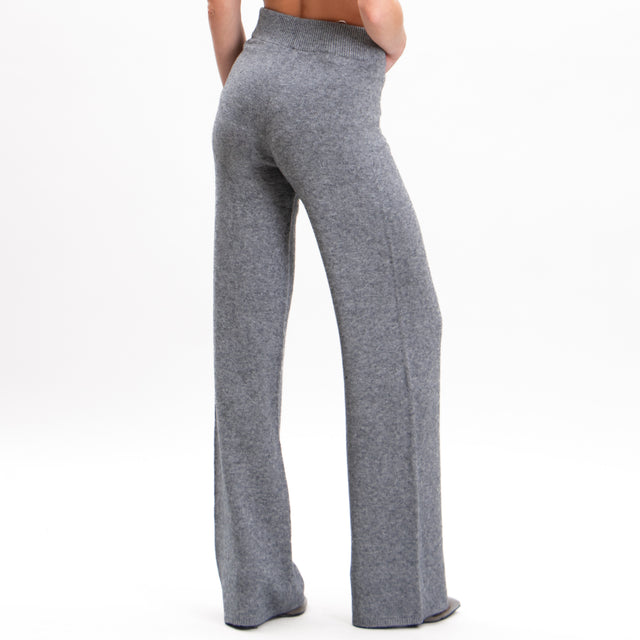 Kontatto-Elastic waist knitted trousers - medium grey