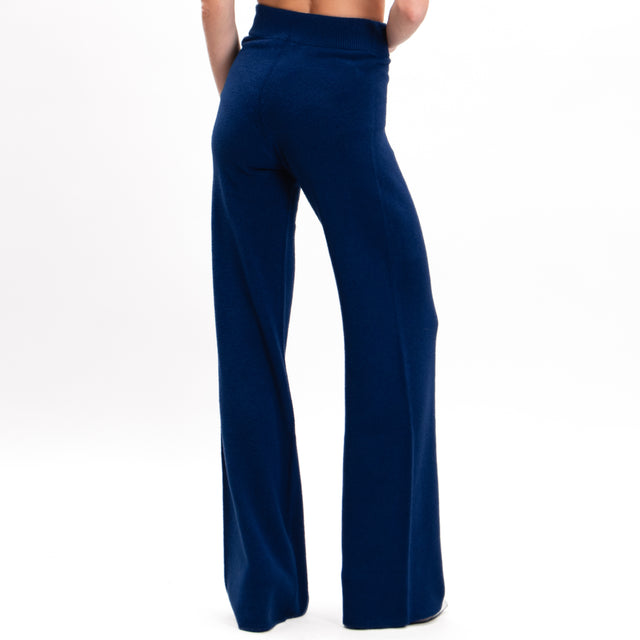 Kontatto-Elastic waist knitted trousers - indigo