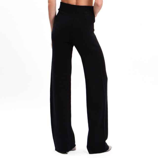 Kontatto-Elastic waist knitted trousers - black