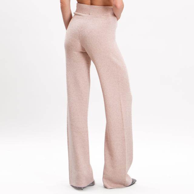 Kontatto-Elastic waist knitted trousers - pink