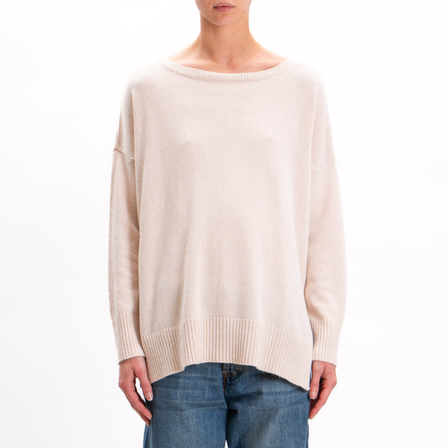 Kontatto-Maglia misto cashmere spacchi laterali - ecru'