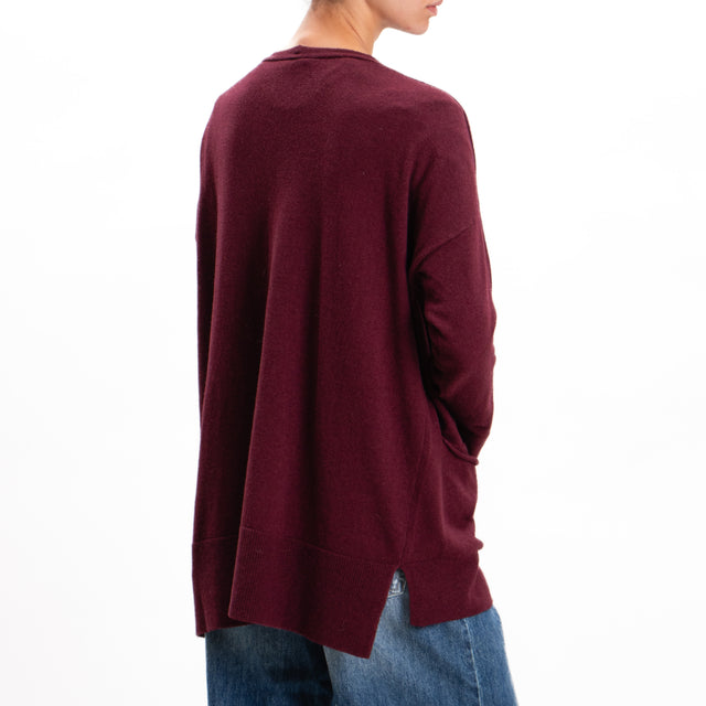 Kontatto-Cardigan over con tasche misto cashmere - vino