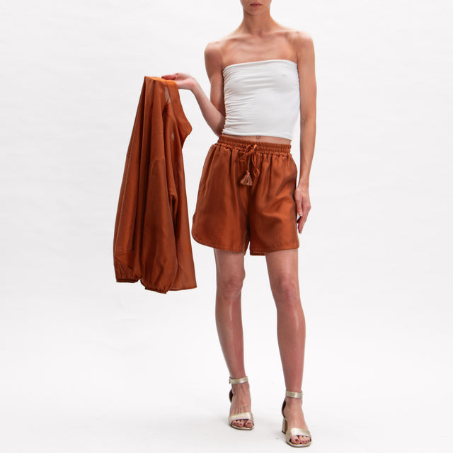 Tensione in-Shorts mussola con elastico - coccio