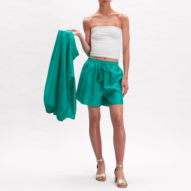 Tensione in-Shorts mussola con elastico - smeraldo