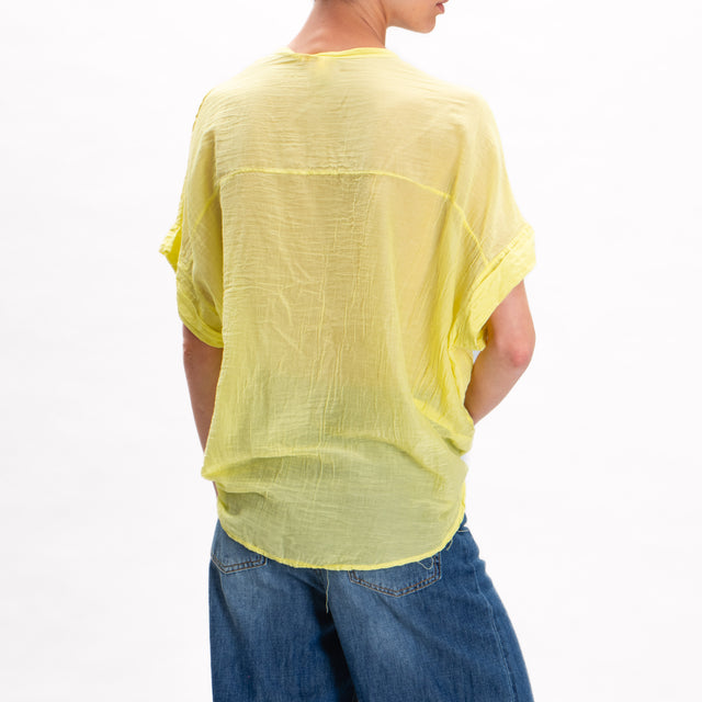 Tensione in-Camicia misto seta con dettaglio frang - mimosa