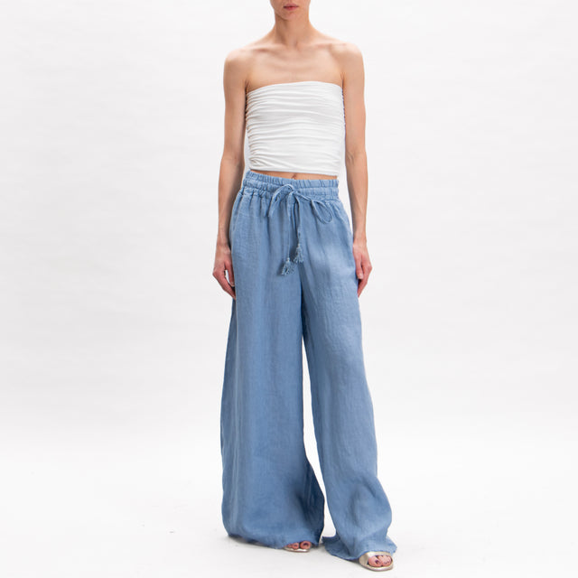 Motel-Pantalone lino elastico con coulisse - jeans