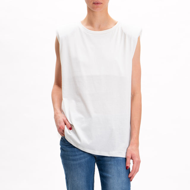 Vicolo-T-shirt smanicata con spalline - bianco