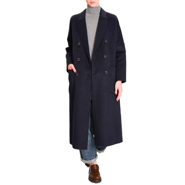 Vicolo-Handmade double-breasted wool blend coat - blue