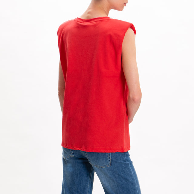 Vicolo-T-shirt smanicata con spalline - rosso