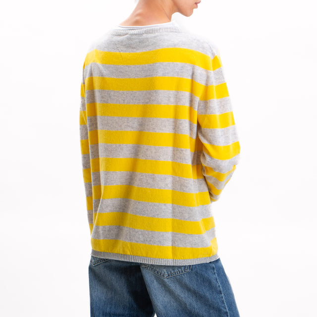 Vicolo-Maglia striped cashmere blend - silver/grey/mimosa